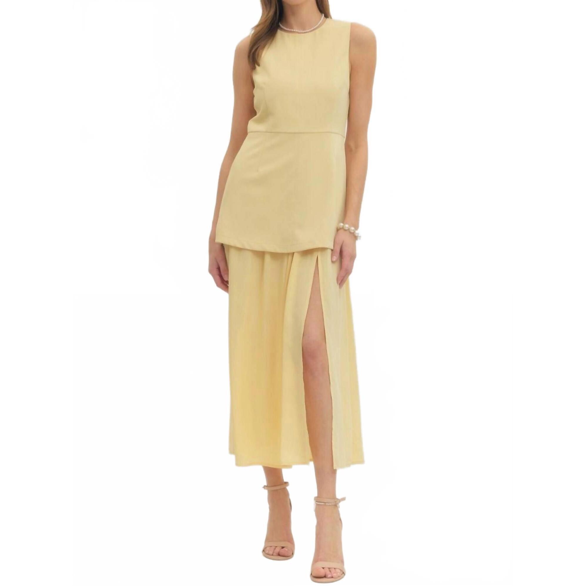 Entro Yellow Midi Dress With Side Slit